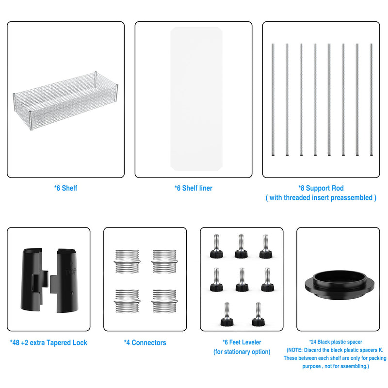 2 Pack 3 Tier Shelf Wire Shelving Unit