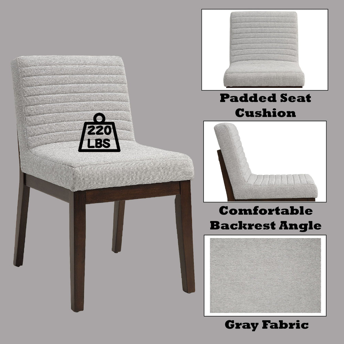 Edwyn - Linen Side Chair (Set of 2) - Gray, photo 3 of 7