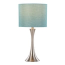 Lenuxe 24" Contemporary Metal Table Lamp Set in Brushed Nickel with Turquoise Shade - Set of 2