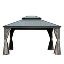 10' x 12' Hardtop Gazebo Outdoor Metal Gazebo with Galvanized Steel Double Roof Canopy, Aluminum Frame, Curtains and by HouseOfZazla