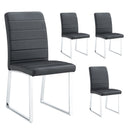 A set of 4 dining chairs, black dining chair set, PU material high backrest seats and sturdy leg chairs, suitable for restaurants, kitchens, and living rooms