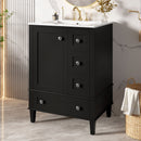 Bathroom Vanity With Integrated Basin, Soft Close Drawers, Door Mounted Double Layer Shelf by Unique Piece Furniture
