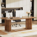 Executive Desk, Vintage Computer Workstation With Thickened Tabletop