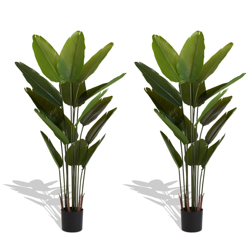 2025 New adhesive fabric traveler banana leaf 15 leaf home decoration indoor decoration artificial green plant 2pcs/set