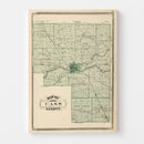 Vintage Map of Cass County, Indiana 1876