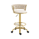 360 Adjustable Barstools Set of 2, Ergonomic Drafting Chair with Round Footrest and Backrest, Swivel Rolling Wheels for Spa, Studio, Classroom, Lab, Counter, Salon, Ivory