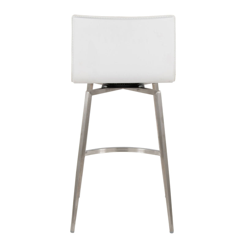 Mara - Upholstered Contemporary Fixed Height Counter Stool With Swivel (Set of 2) - White, photo 2 of 5