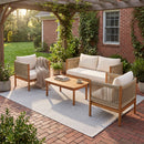 4-Piece Outdoor Sofa Set with Acacia Wood Frame in Teak Look by HouseOfZazla