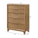 1 Piece 5 Drawer Tall Chest Bedroom Furniture - Natural Wood by HouseOfZazla
