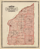 Vintage Map of Fountain County, Indiana 1876