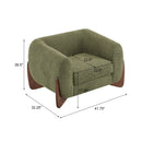Modern Upholstered Boucle Arm Chair With Tuxedo Design And Triangular Legs