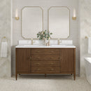 James Martin Myrrin 60" Double Bathroom Vanity, Mid-Century Walnut