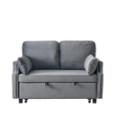 50" Velvet Upholstered Sleeper Sofa bed with Side Storage Pockets, Nailhead Design, 2-Seater Sofa with 2 Pillows and removeable Backrest Pull-out Sofa Bed for Small Spaces in Living Rooms