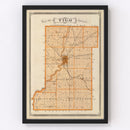 Vintage Map of Vigo County, Indiana 1876