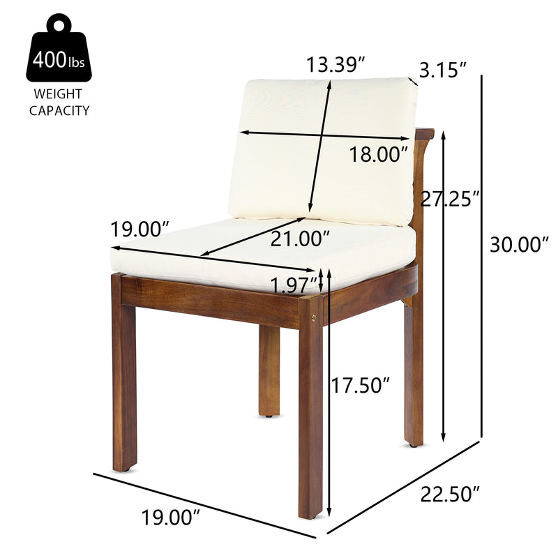 Acacia Wood Outdoor Dining Chair (Set of 2), photo 4 of 10