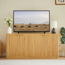 Fluted Sideboard Cabinet with 4-6 Doors and Wood-Grain Top
