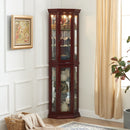 Corner Curio Cabinet With Lights, Adjustable Tempered Glass Shelves, Mirrored Back, Display Cabinet (E26 Light Bulb Not Included) by HouseOfZazla