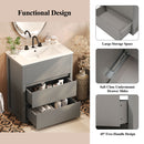 Freestanding Bathroom Vanity With Ceramic Sink, 2 Full Extension Drawers