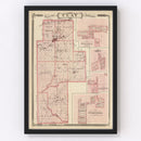 Vintage Map of Clay County, Indiana 1876