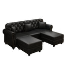 Upholstered Sofa With Nailhead Trim, Rolled Armrests With Ottoman by HouseOfZazla