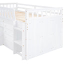 Loft Platform Bed With 7 Drawers And Full Guardrails, Modern L Shaped Space Savin
