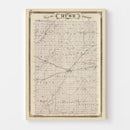 Vintage Map of Rush County, Indiana 1876