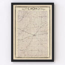 Vintage Map of Rush County, Indiana 1876