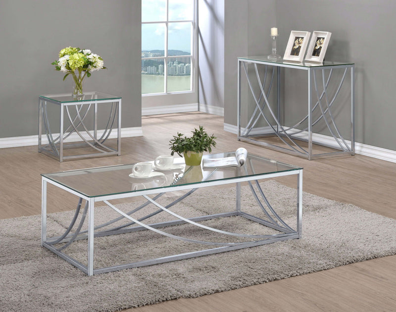 Lille Glass Top Entryway Console Table Accents Chrome, photo 3 of 6