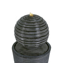 31.5" Tall Striped Column Fountain With LED Light Design For Outdoor Spaces - Gray by HouseOfZazla