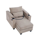 Convertible Chaise Lounge Sofa Chair With USB Ports, Cup Holders, Phone Holder And Storage by HouseOfZazla