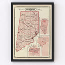 Vintage Map of Dearborn County, Indiana 1876