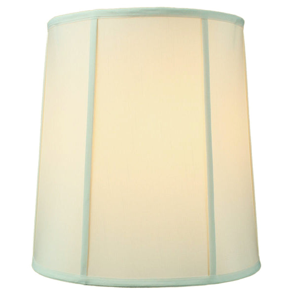 14"W x 15"H Drum Lampshade with Piping Eggshell, photo 2 of 8