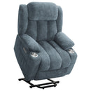 Beca - Upholstered Power Lift Recliner With Cupholders And USB Charging by HouseOfZazla
