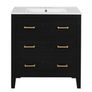 Retro Bathroom Vanity With Sink Combo, Free Standing Single Set With 3 Drawers
