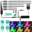 6Pcs Motorcycle LED Light Strips Multi-Color Neon Light Kits Waterproof DC 12V RGB Atmosphere Lights W/ Remote Controller Fit For Motorcycle Car SUV A