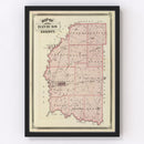 Vintage Map of Daviess County, Indiana 1876