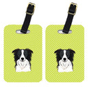 Checkerboard Lime Green Border Collie Luggage Tag