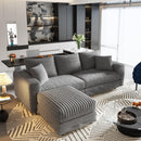 Deep Seat Convertible Sofa With Soft Pillows And Ottomans