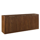 Fluted Sideboard Cabinet with 4-6 Doors and Wood-Grain Top