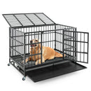 48 Inch Foldable Heavy-Duty Metal Dog Cage with Lockable Rolling Casters and Tray