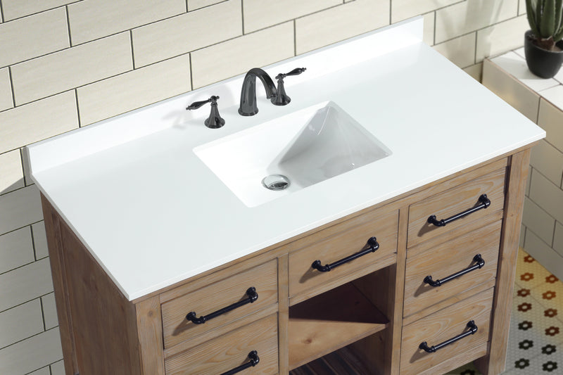 Lauren 48" Bathroom Vanity Weathered Fir - White Engineered Stone Countertop