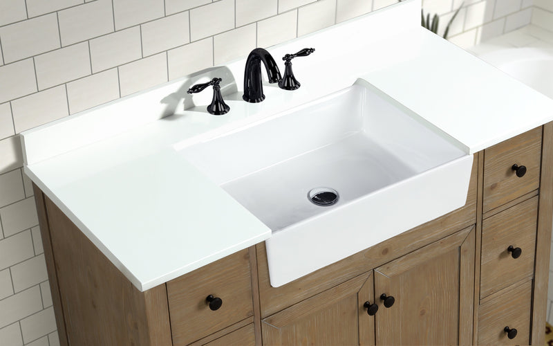 Sally 48" Bathroom Vanity Weathered Fir - White Engineered Countertop