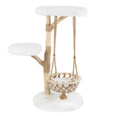 48.5 Inch Solid Wood Cat Tree with Hanging Cradle and Jute Scratching Post-White by LJGDeals