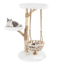 48.5 Inch Solid Wood Cat Tree with Hanging Cradle and Jute Scratching Post-White by LJGDeals