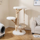 48.5 Inch Solid Wood Cat Tree with Hanging Cradle and Jute Scratching Post-White by LJGDeals