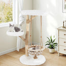 48.5 Inch Solid Wood Cat Tree with Hanging Cradle and Jute Scratching Post-White by LJGDeals