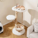 48.5 Inch Solid Wood Cat Tree with Hanging Cradle and Jute Scratching Post-White by LJGDeals