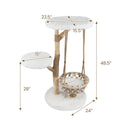 48.5 Inch Solid Wood Cat Tree with Hanging Cradle and Jute Scratching Post-White by LJGDeals