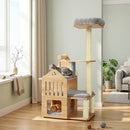 Multi-Level Solid Wood Cat Tree 48.5" with Condo & Scratchers