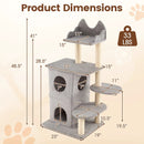 48.5 inch Cat Tree with 2-story Condo and 3 Hideaway Caves for Large Cats-Gray by LJGDeals